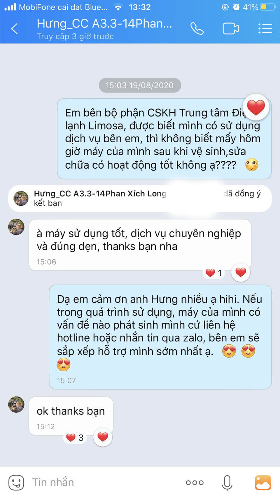 cảm nhận khách hàng