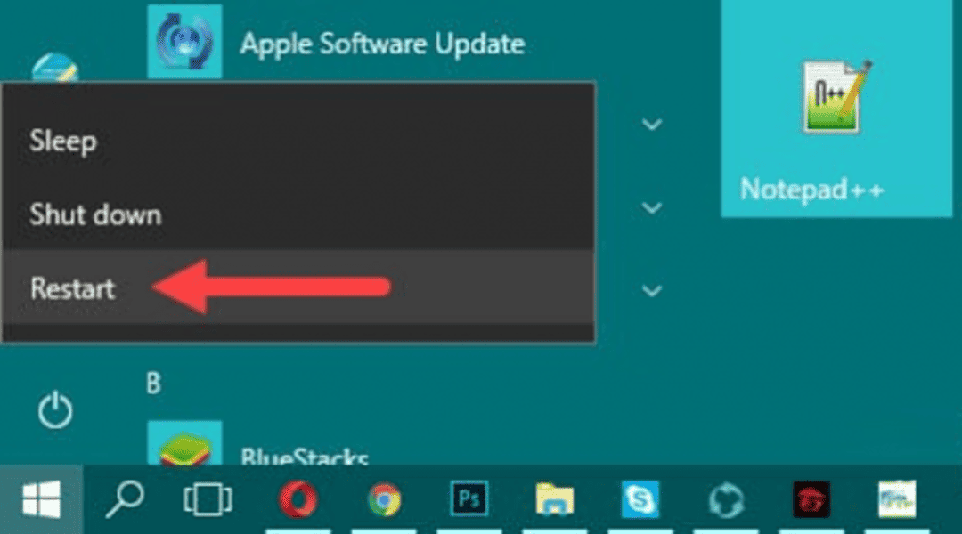 Chọn start và chọn restart