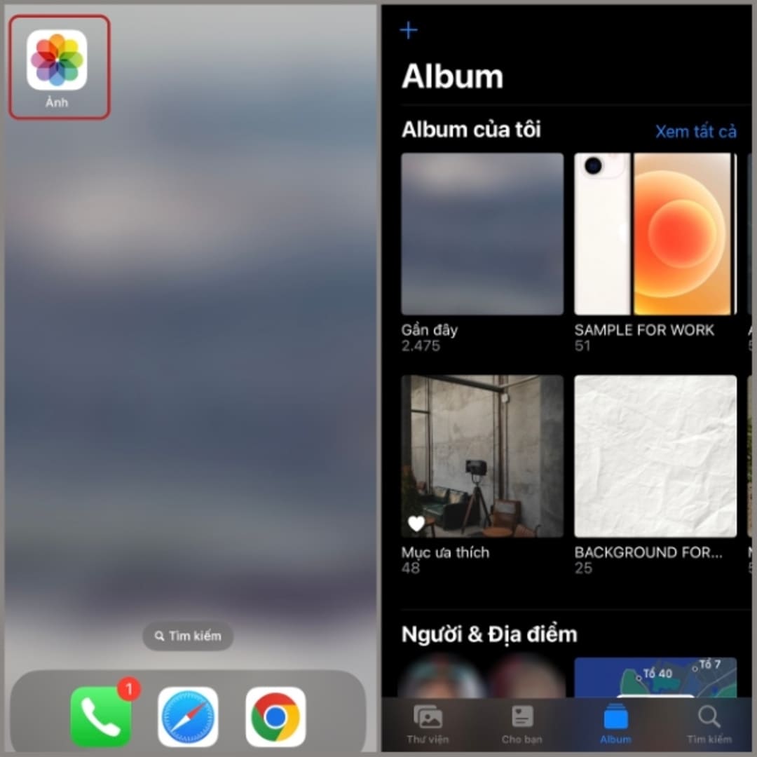 Mở ứng dụng ảnh trên iphone