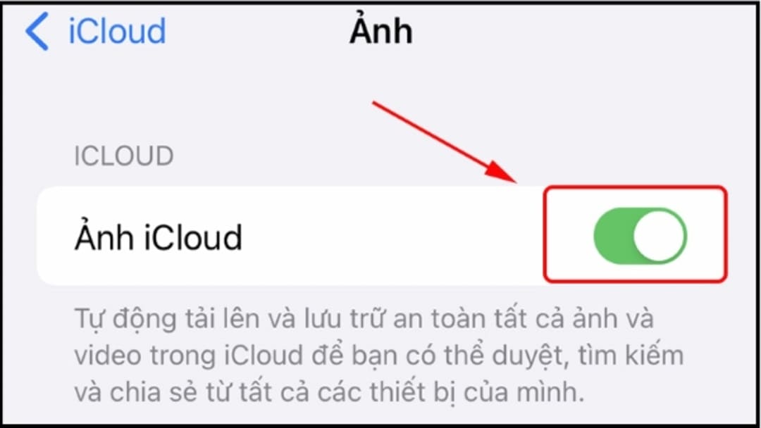 Tắt tính năng ảnh iclould
