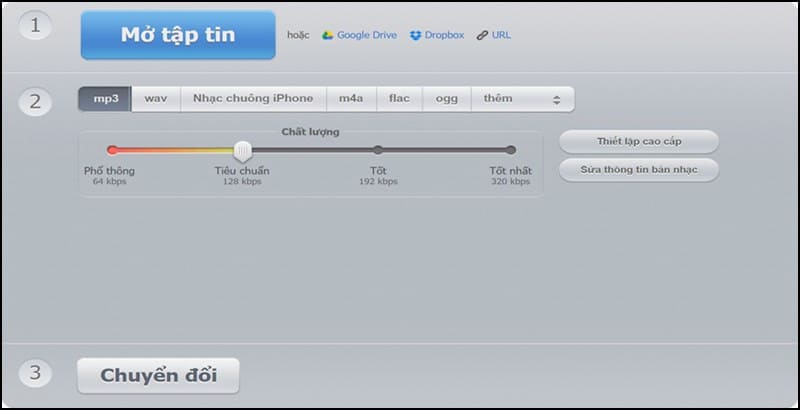 chuyển mp4 sang mp3 bằng online audio converter