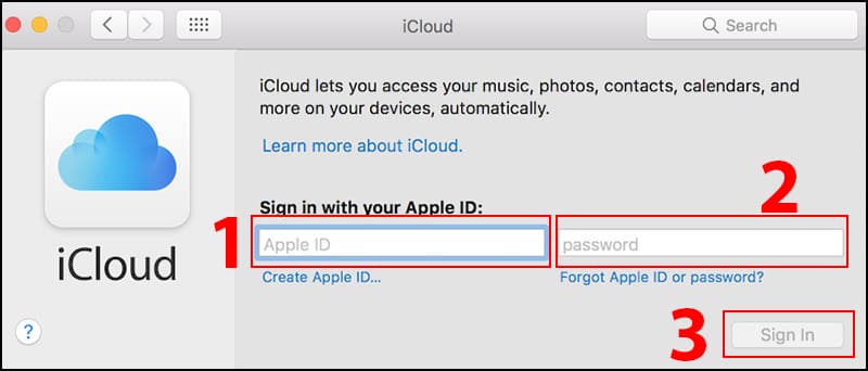 đăng nhập icloud trên máy tính mac