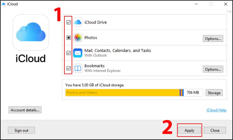 đăng nhập icloud trên máy tính windows