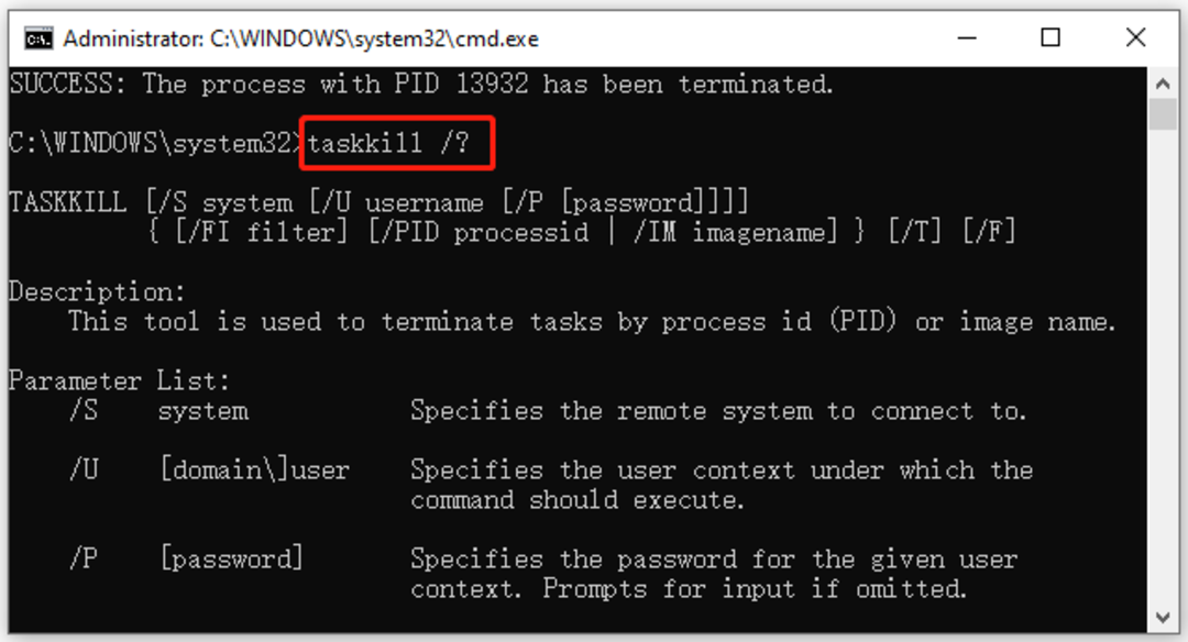 Lệnh Taskkill
