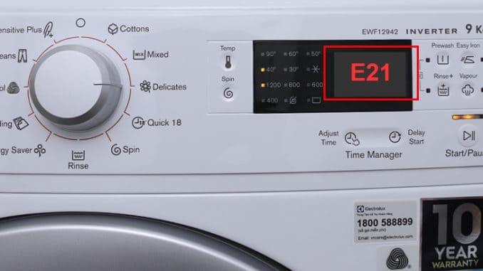 lỗi e21 máy giặt electrolux