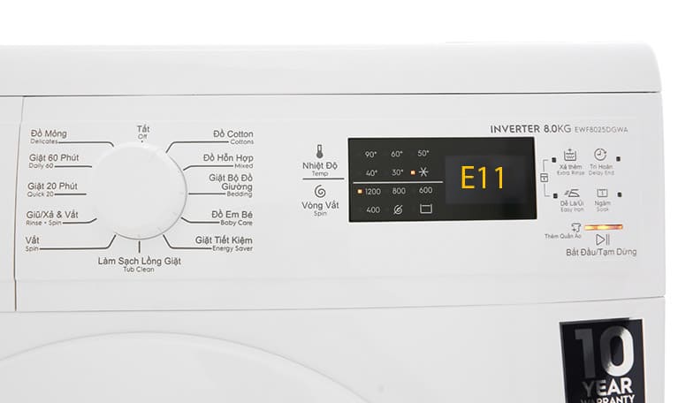 máy giặt lectrolux báo lỗi e11