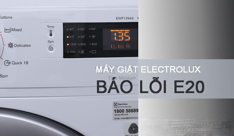 máy giặt electroclux báo lỗi e20