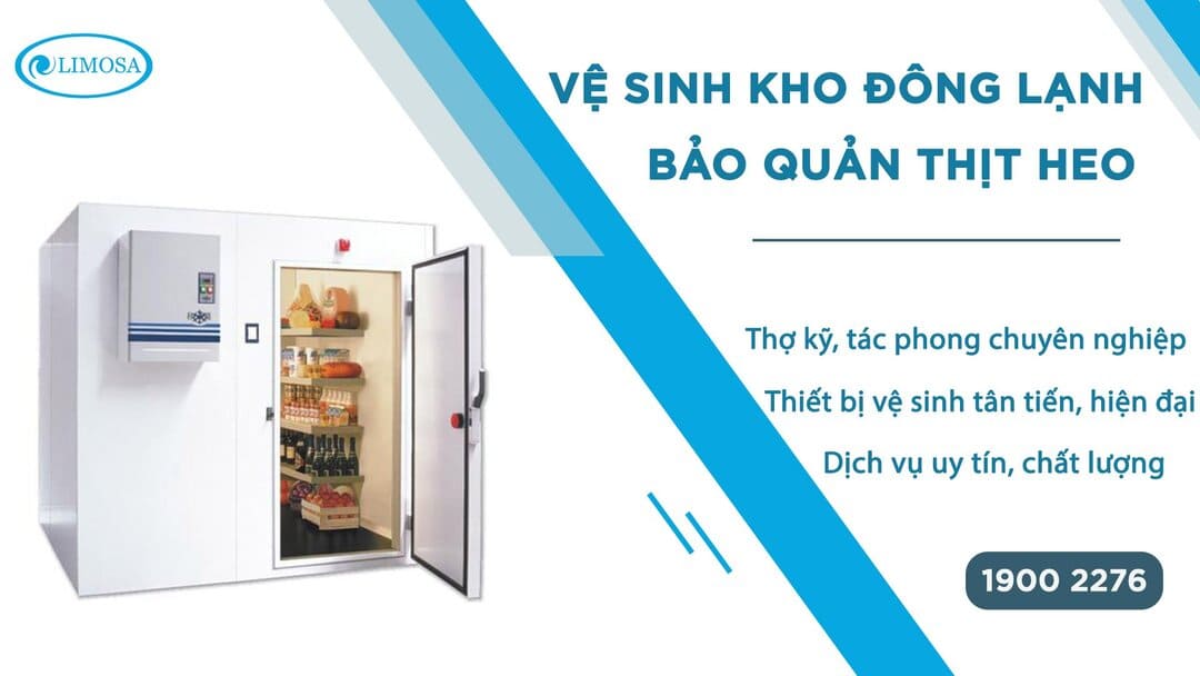 vệ sinh kho đông lạnh bảo quản thịt heo limosa
