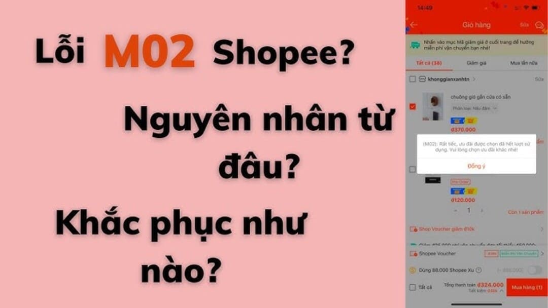 Lỗi không thể đặt hàng trên Shopee