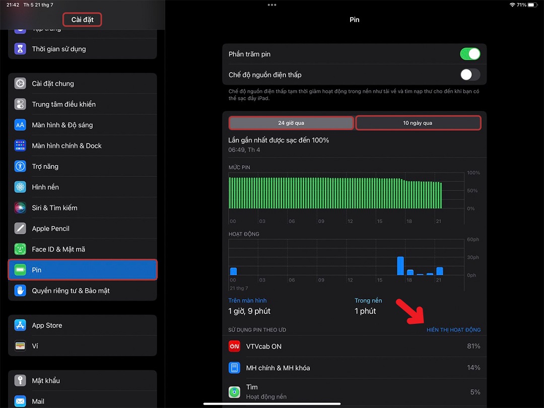 Cách kiểm tra pin ipad