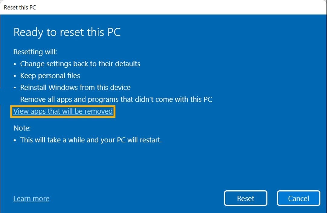 Cách reset lại laptop