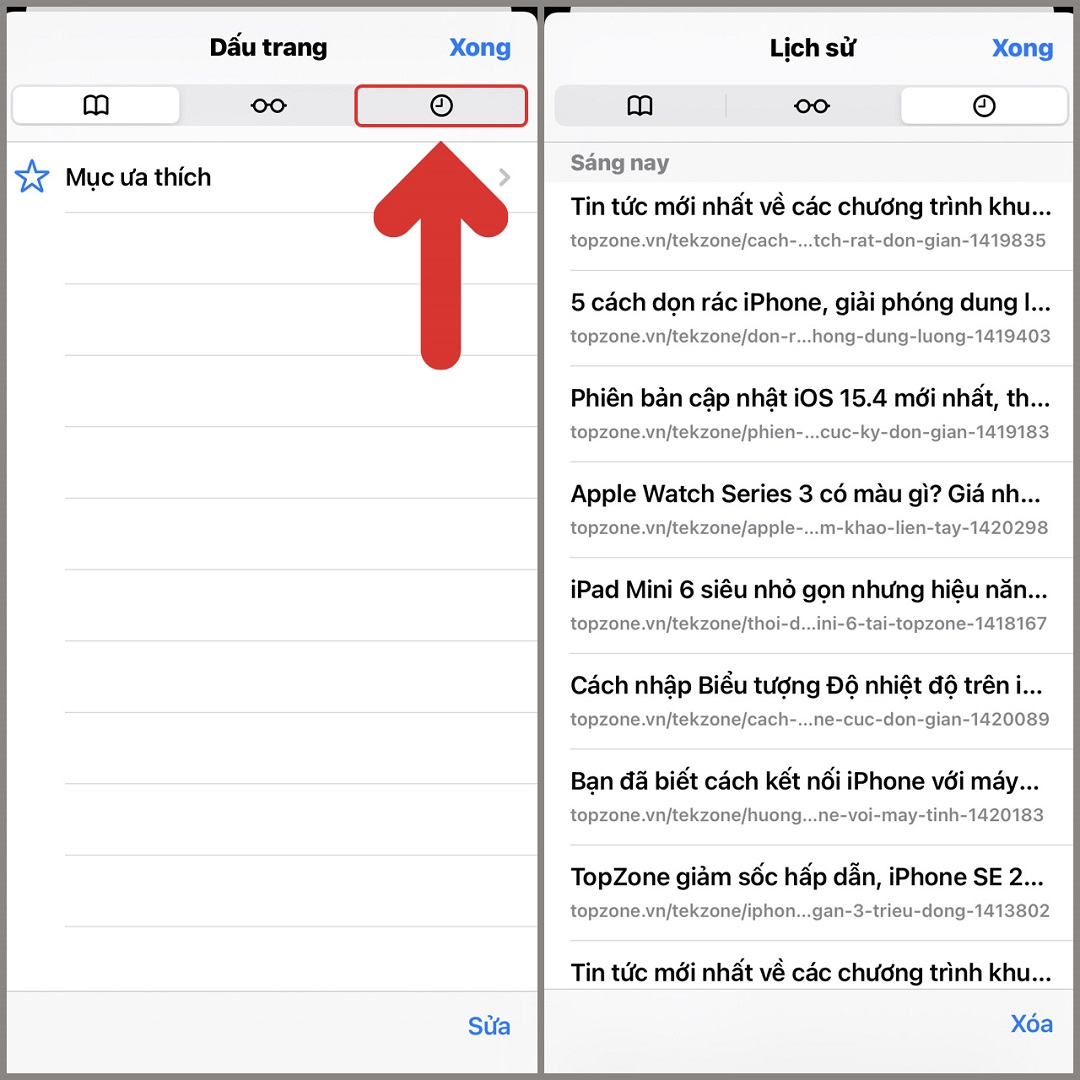 cách xóa lịch sử trên iPhone