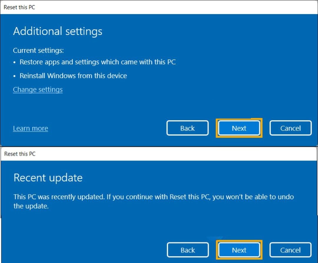Reset lại laptop