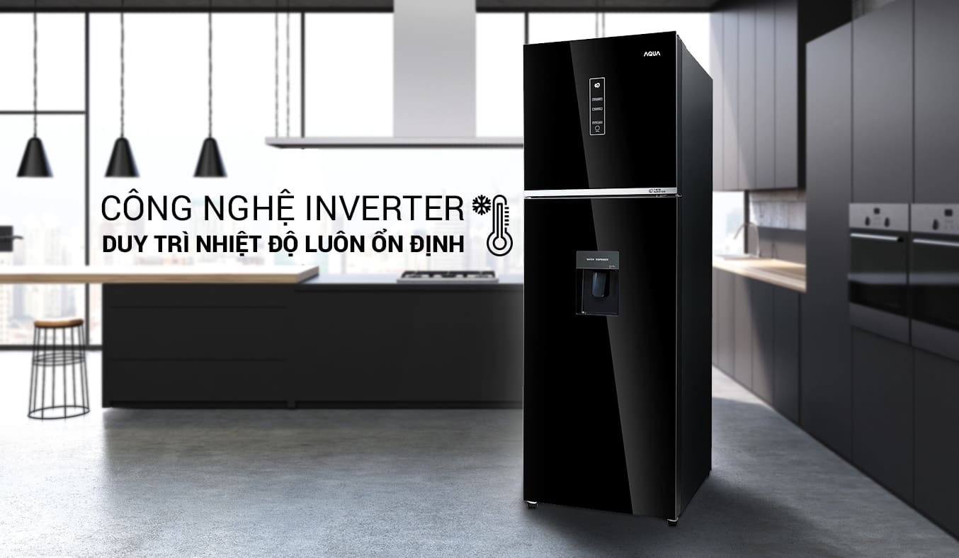 review tủ lạnh Aqua Inverter 344 lít AQR-T389FA(WGB)