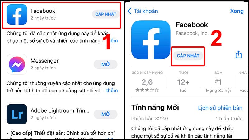 cập nhật phiên bản mới Facebook theo cách thủ công trên iphone bước 2