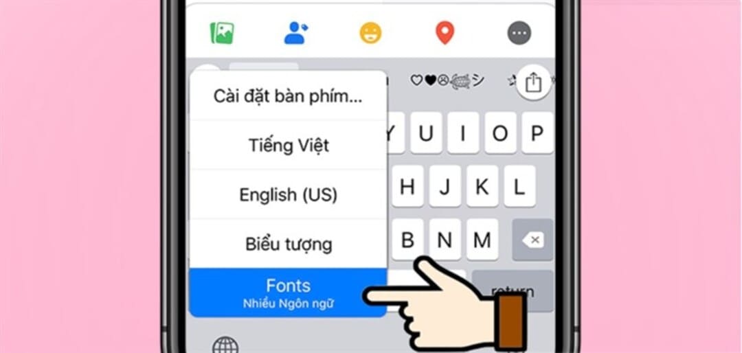 Chọn biểu tượng quả cầu chọn mục font