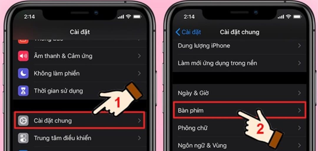 Vào mục cài đặt chọn cài đặt chung