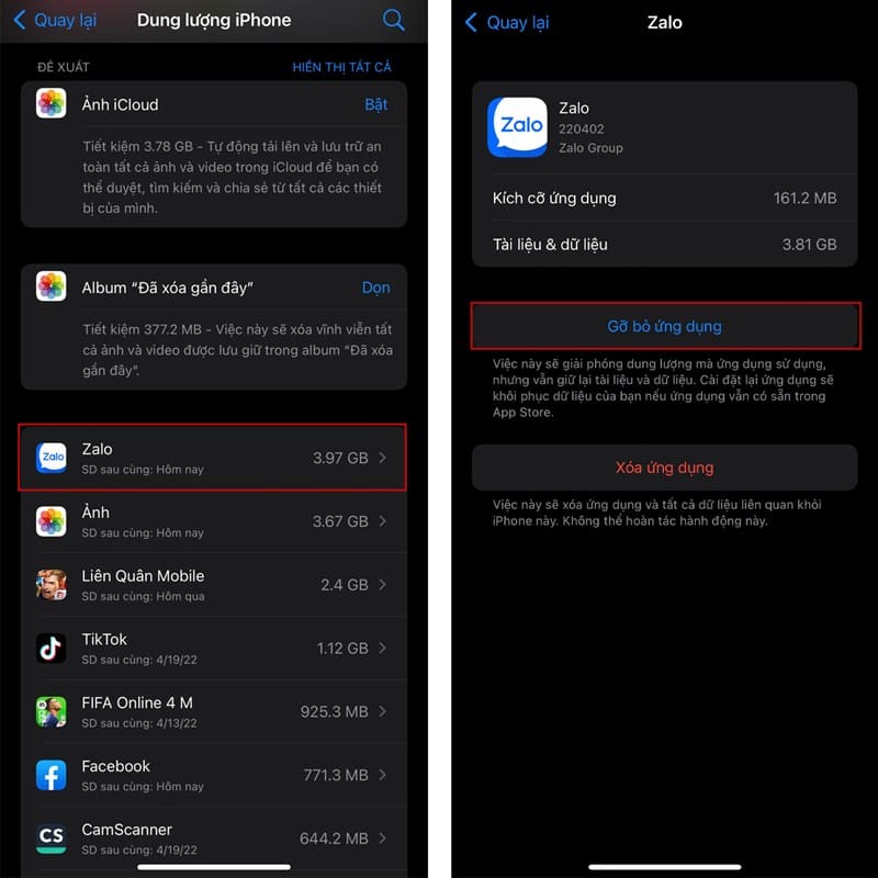 xóa bộ nhớ đệm các ứng dụng trên iphone