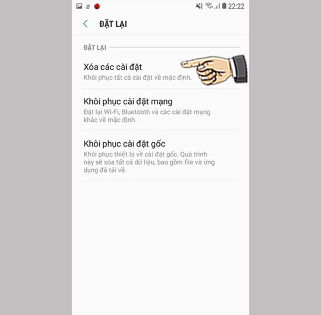 Xóa các cài đặt