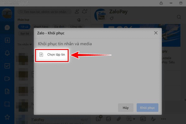 cách lấy lại file đã gửi trên zalo