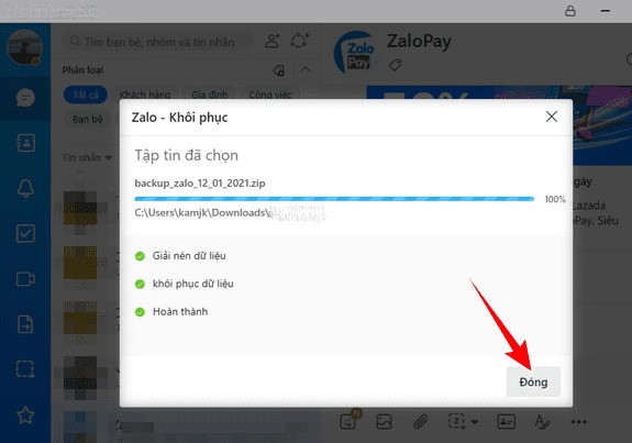 cách lấy lại file đã gửi trên zalo