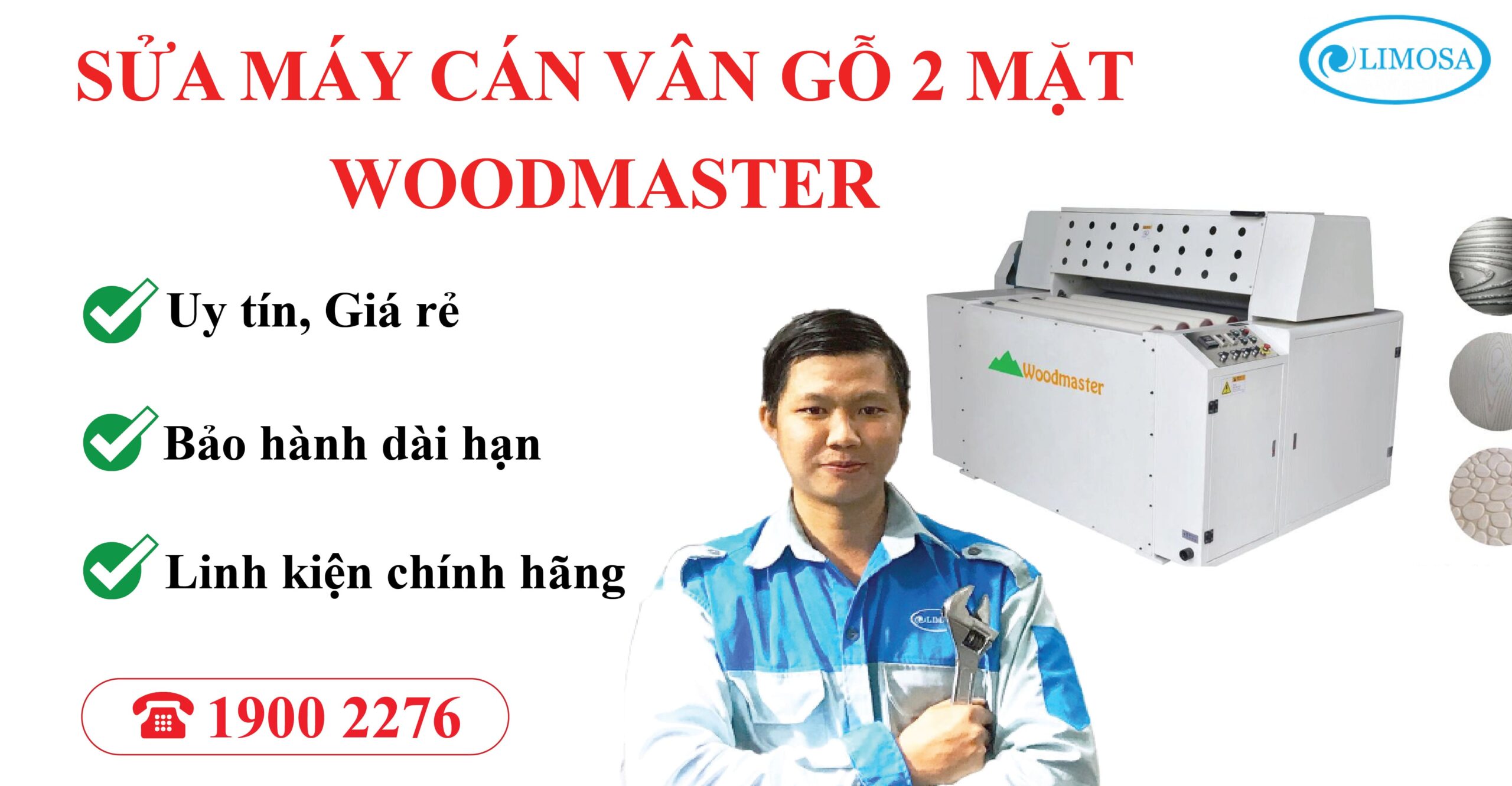 Sửa máy cán vân gỗ 2 mặt Woodmaster