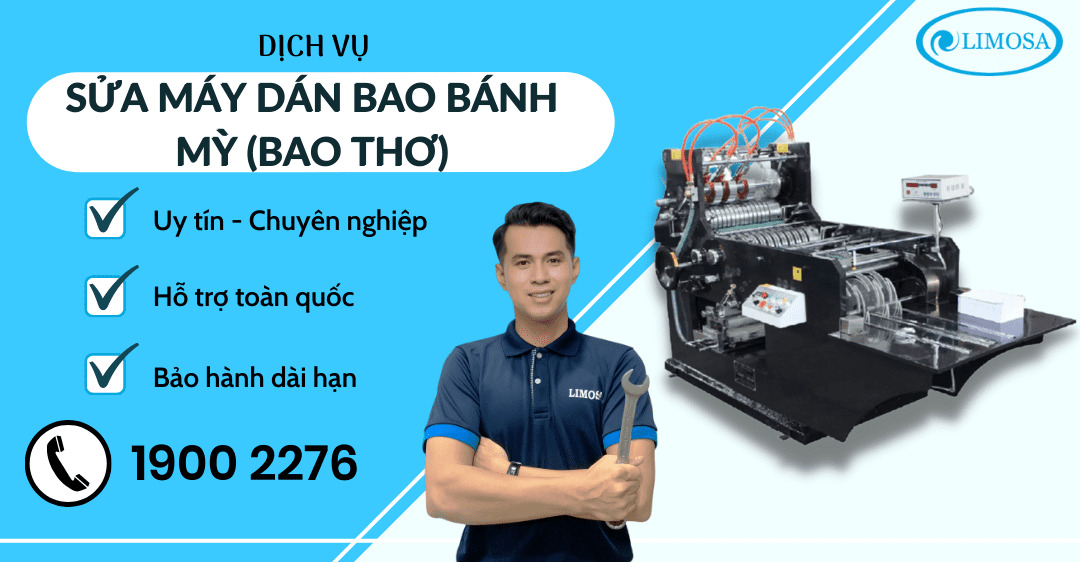 Sửa máy dán bao bánh mỳ (bao thơ) Limosa