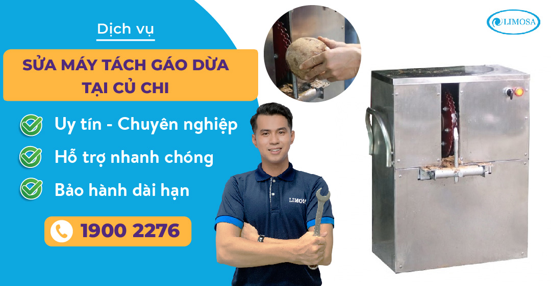 sửa máy tách gáo dừa tại củ chi Limosa