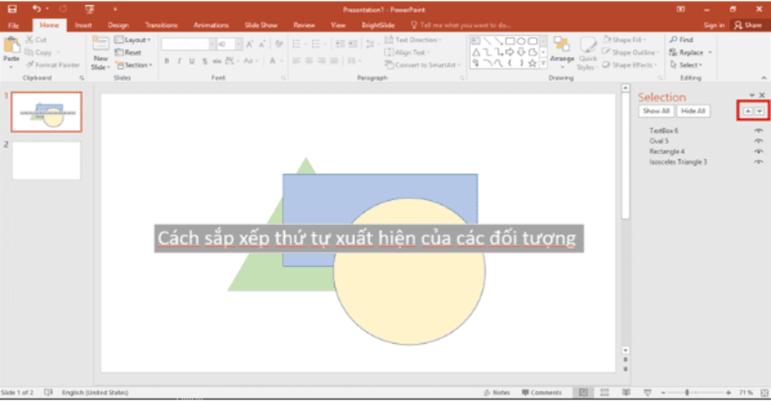 Cách sắp xếp thứ tự các đối tượng bằng Select Pane