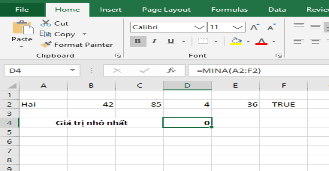 cách sử dụng hàm mina trong excel
