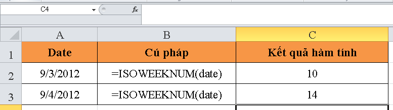 Công thức tính hàm isoweeknum trong Excel là gì?