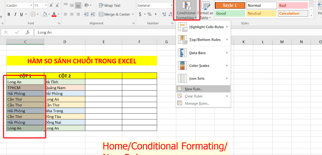 Khi nào cần so sánh hai hoặc nhiều chuỗi văn bản trong Excel