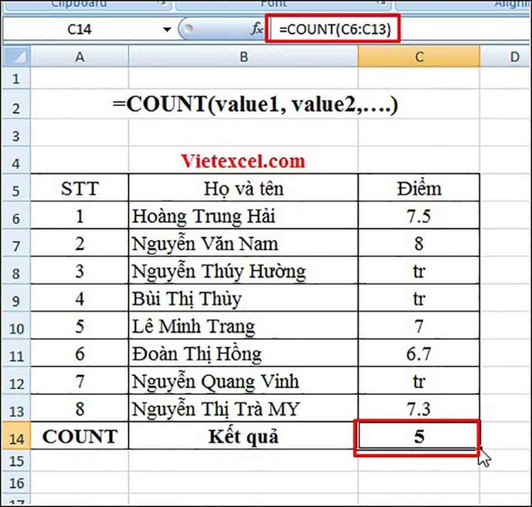 Cách Sử Dụng Hàm Count Trong Excel Và Ví Dụ Chi Tiết 3934