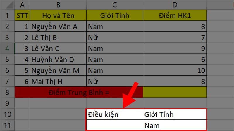 sử dụng hàm daverage