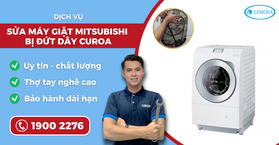 sửa máy giặt Mitsubishi bị đứt dây curoa Limosa