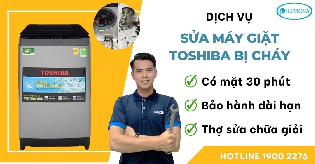 sửa máy giặt Toshiba bị cháy limosa