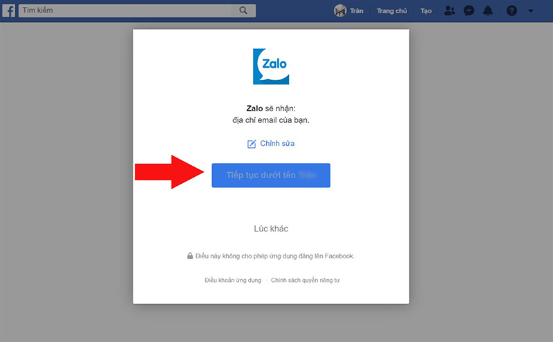 Cách đăng nhập Zalo bằng Facebook