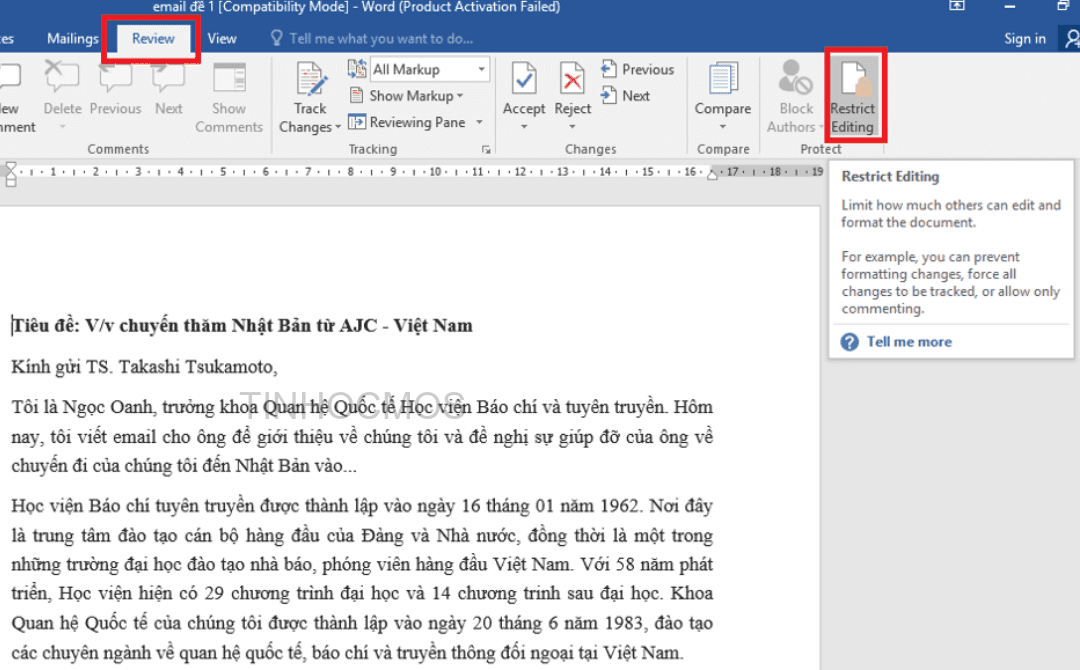 Cách dùng Restrict Editing bảo vệ file Word