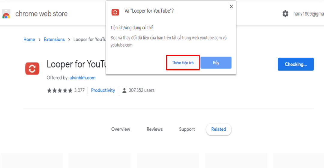 Cách lặp lại video Youtube trên máy tính bằng tiện ích Looper