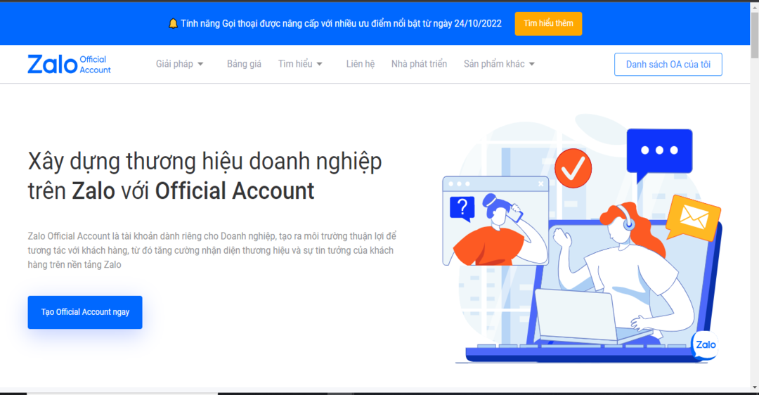 Cách tạo Zalo Page