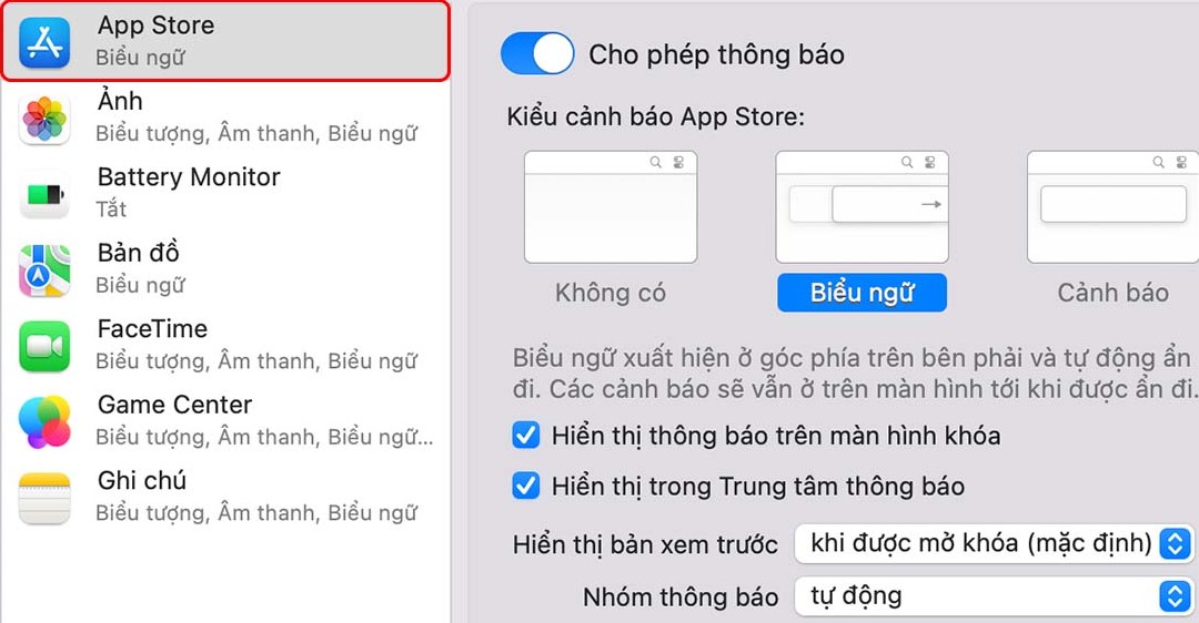 Cách tắt thông báo trang web trên MacBook