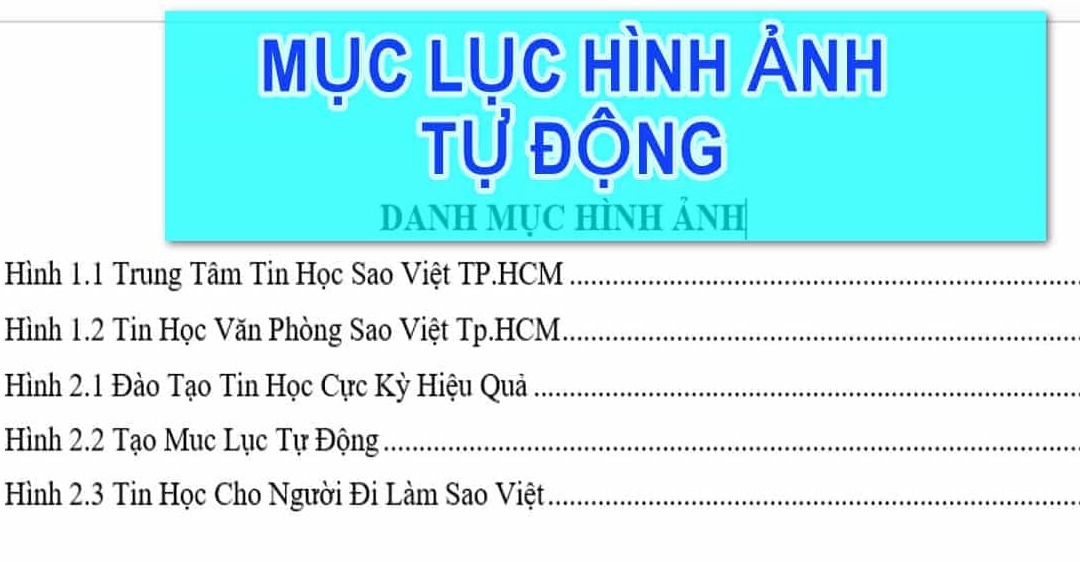 Hướng dẫn tạo mục lục danh mục cho hình ảnh Word 2016 gacongnghecom