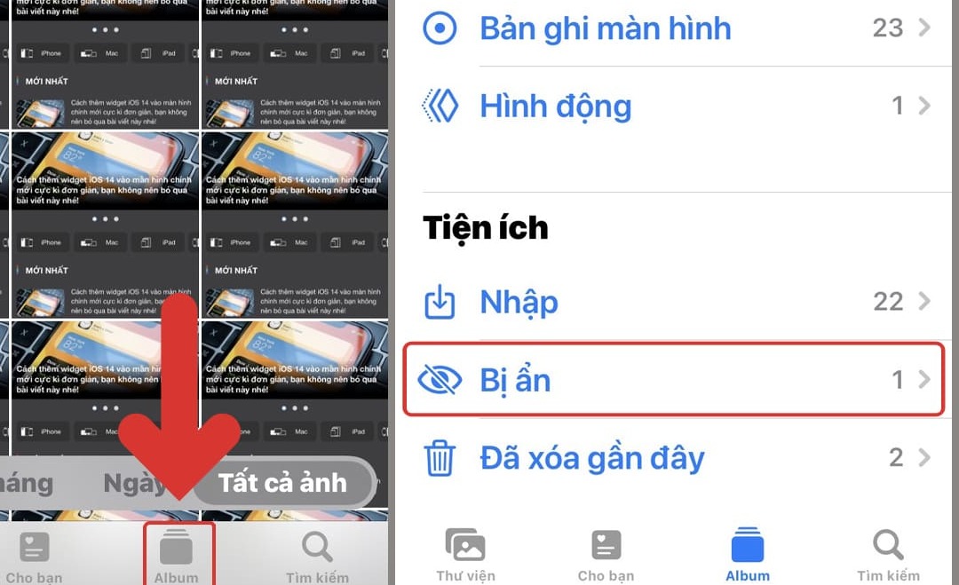 Cách ẩn ảnh, video trên iPhone