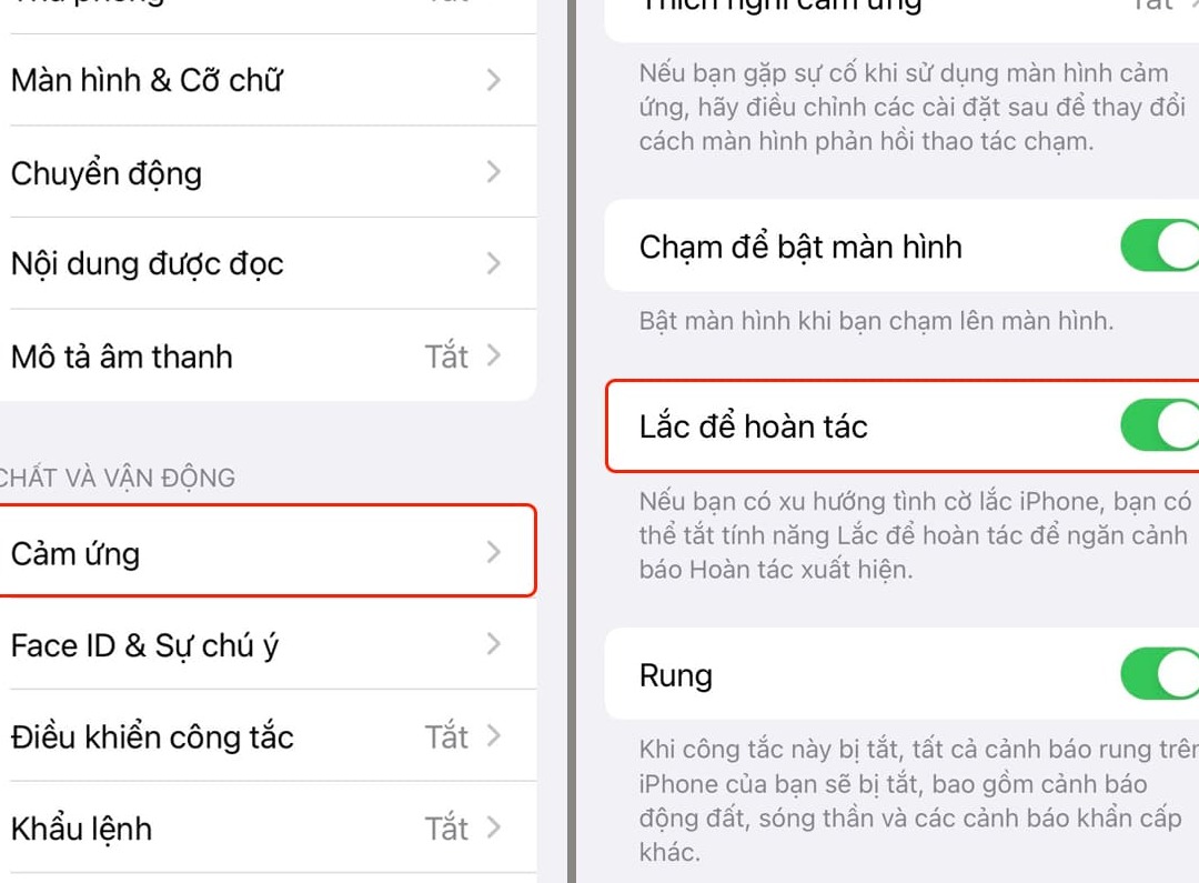 Cách bật tính năng lắc để hoàn tác trên iphone