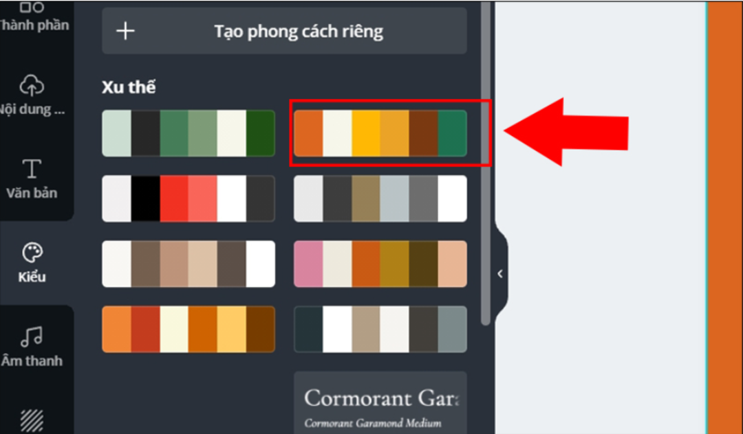 Cách chọn bảng màu trên canva