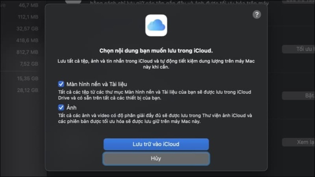 Cách giải phóng dung lượng Macbook bằng iCloud