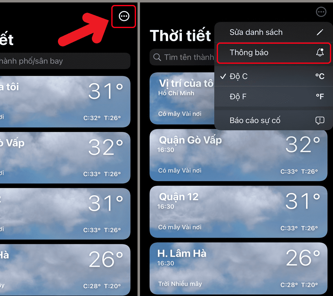 Giới thiệu về tính năng thông báo thời tiết của iPhone