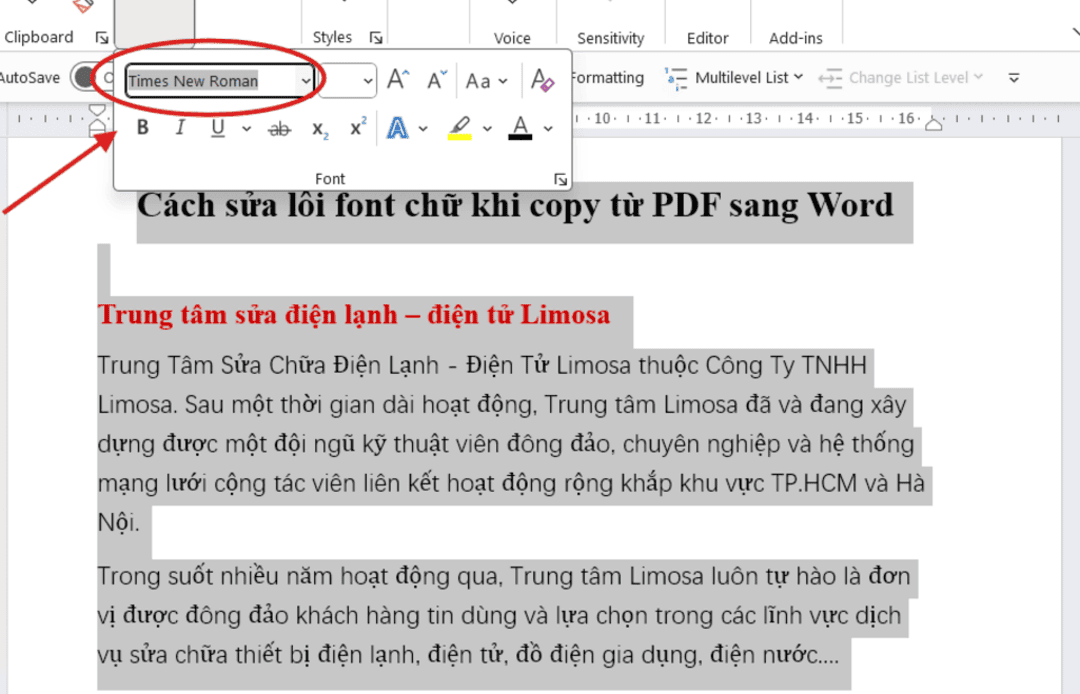 Cách sửa lỗi font khi sao chép từ PDF sang Word đơn giản