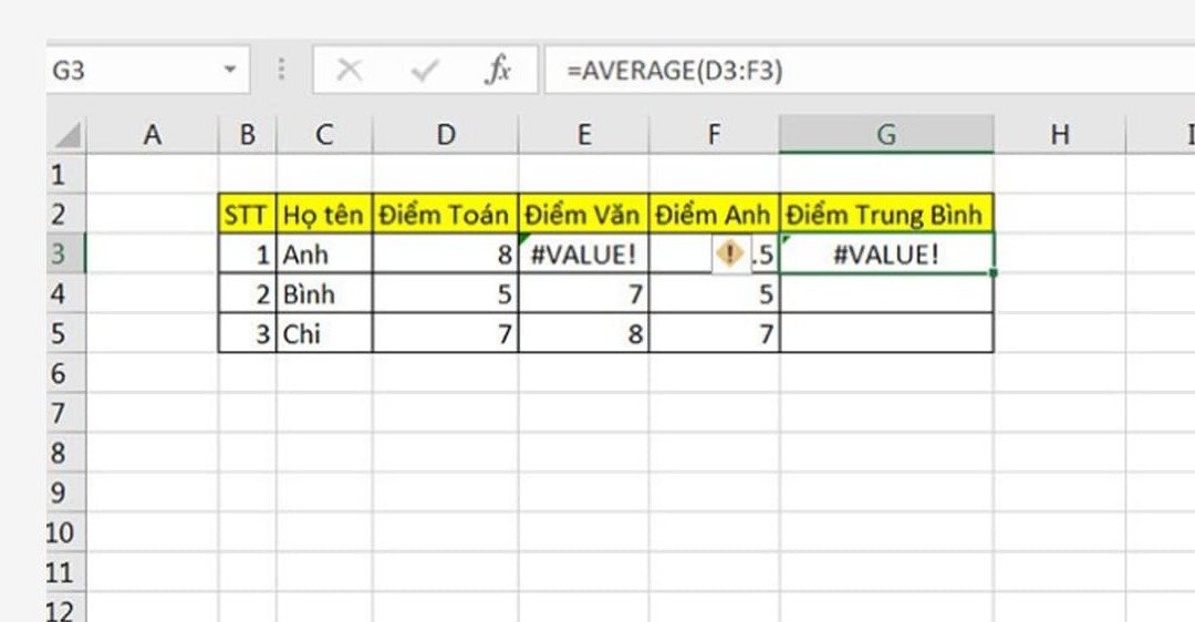 Cách sửa lỗi #value! trong excel chi tiết và đơn giản nhất