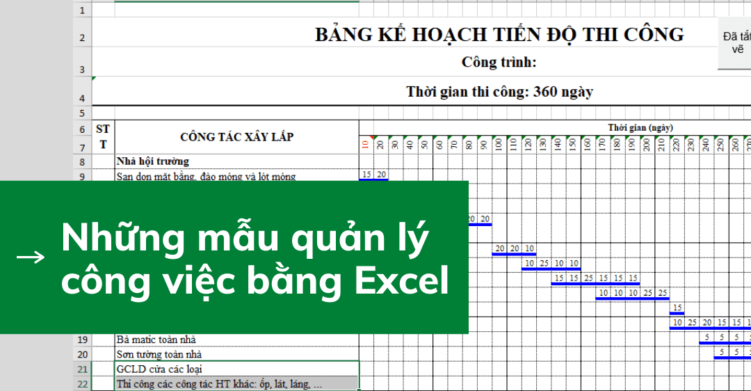 cách tạo bảng theo dõi tiến độ công việc bằng Excel 